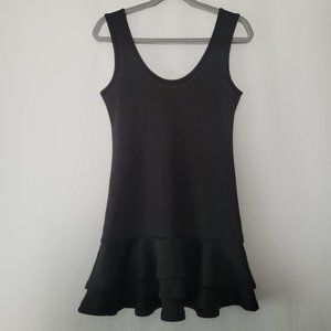 Lovers + Friends Black Scuba Ruffle Hem Sleeveless Mini Dress S